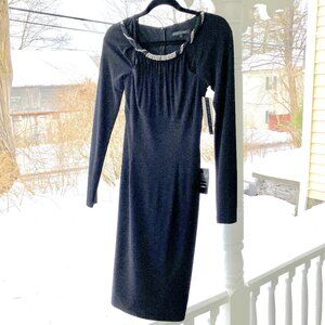 David Meister Black Evening Dress with Rhinestones NWT